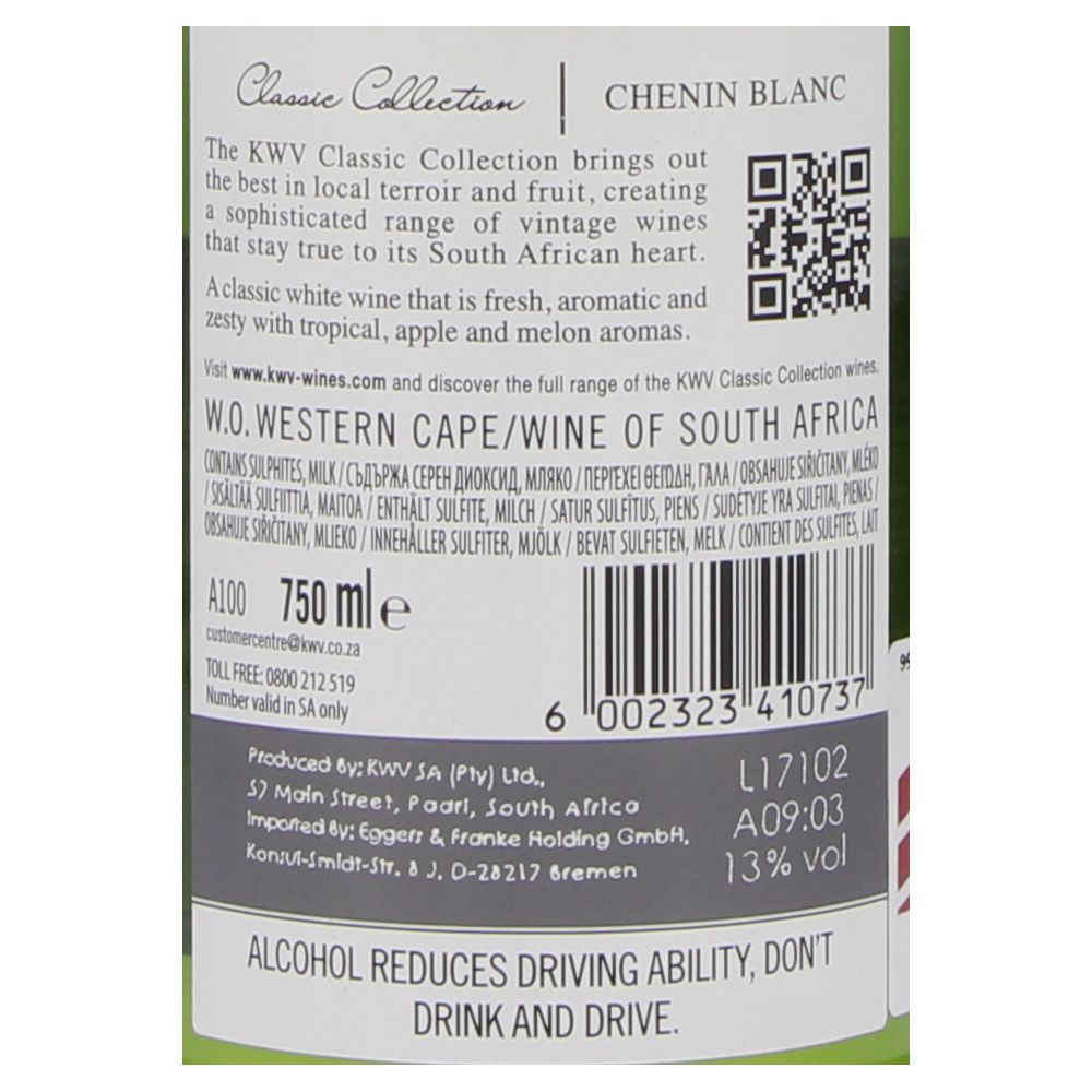  - KWV Classic Collection Chenin Blanc White Wine 75cl (2)