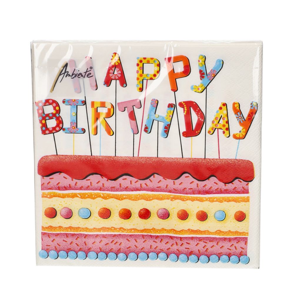  - Birthday Cake Napkins 33x33cm (1)