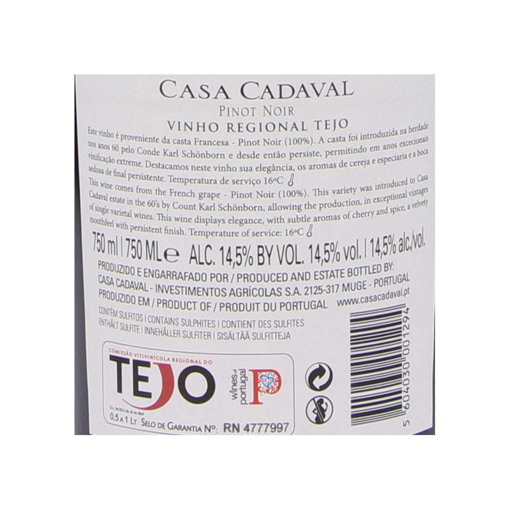  - Vinho Casa Cadaval Pinot Noir Tinto 75cl (2)