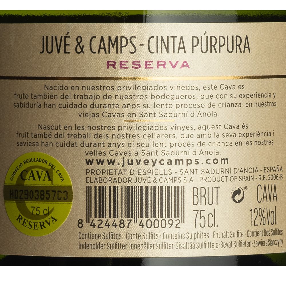  - Juvé & Camps Cava Cinta Púrpura Brut Sparkling Wine 75 cl (2)