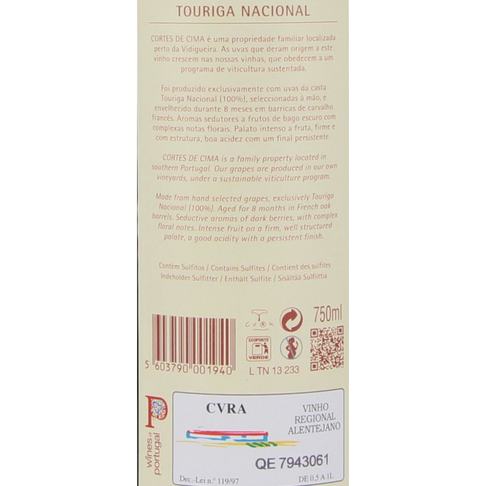  - Vinho Cortes Cima Touriga Nacional Tinto 2018 75cl (2)