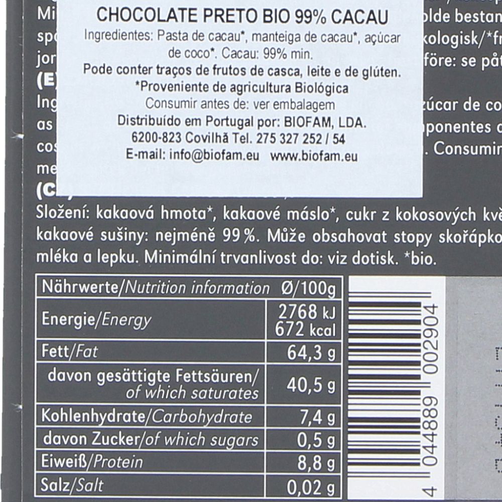  - Chocolate Negro 99% Vivani Bio Tablete 80g (2)