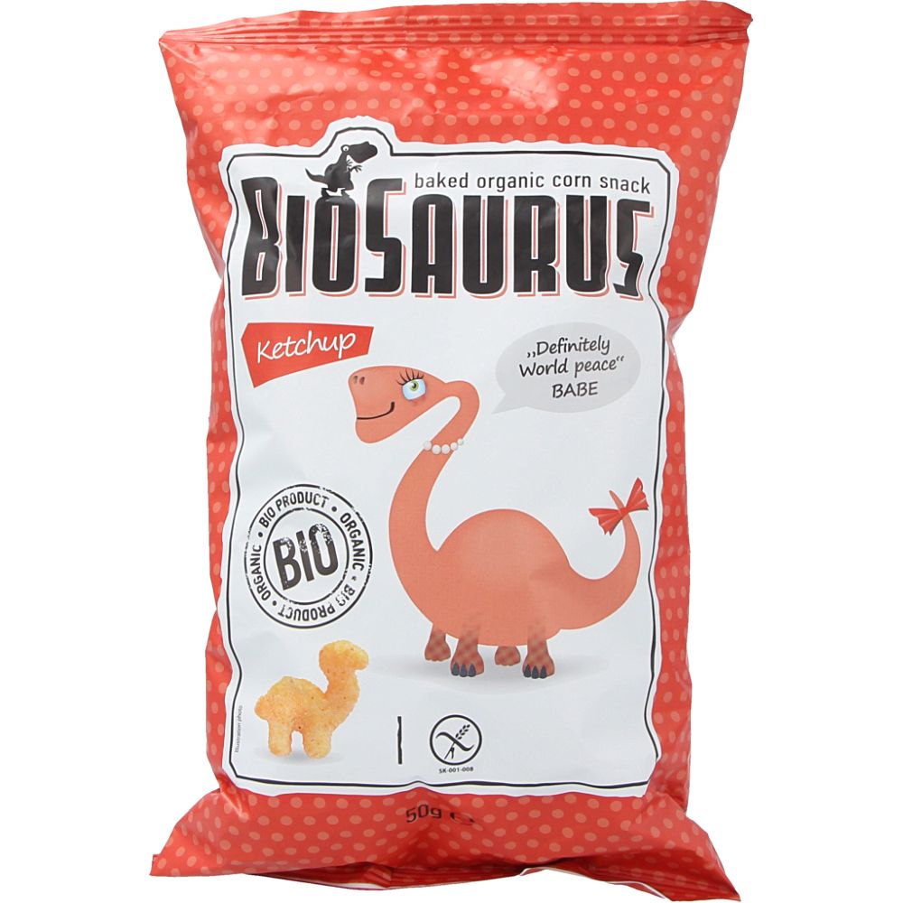  - Biosaurus Baked Organic Corn Snack Ketchup 50 g (1)