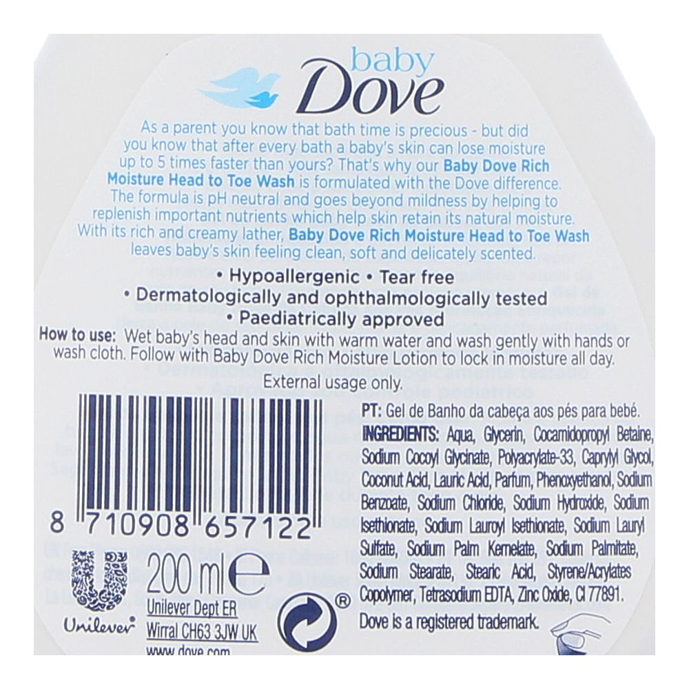  - Dove Baby Moisturising Body & Hair Bath Gel 200 ml (2)