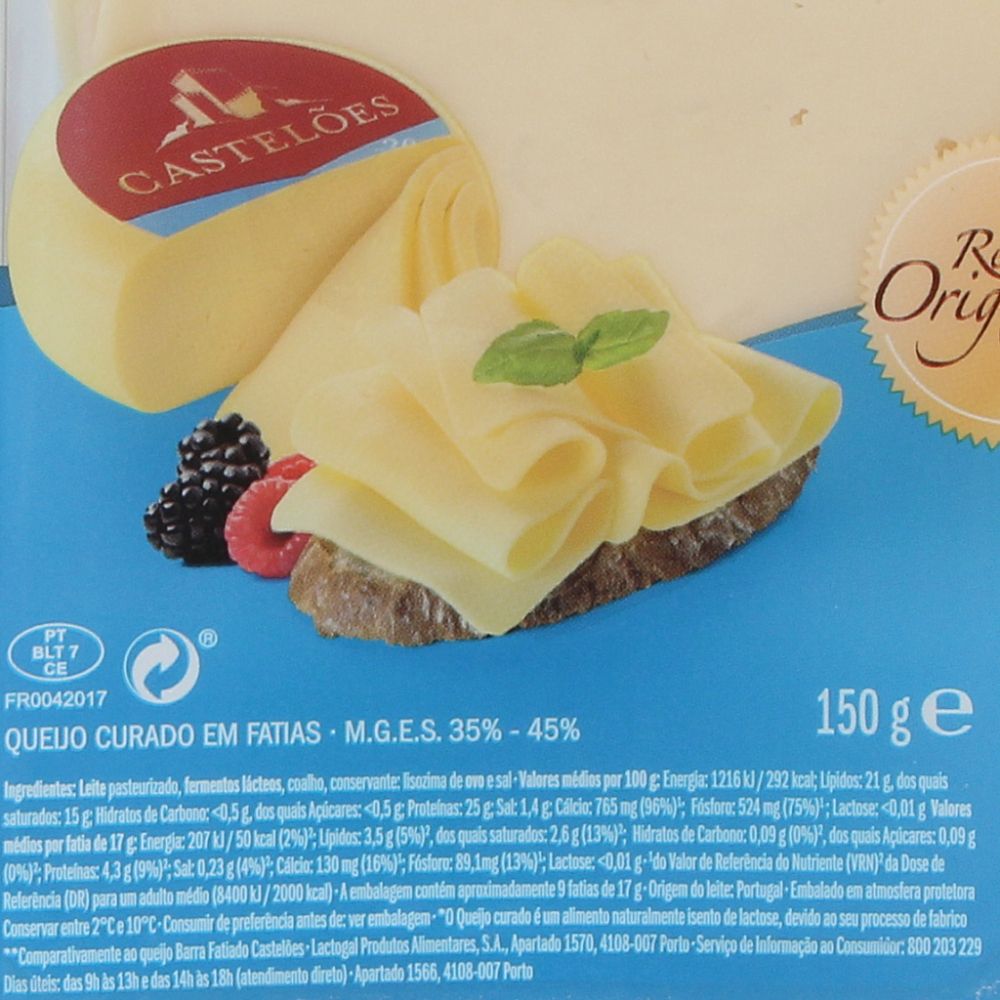  - Castelões Cured Lactose Free Cheese Slices 150g (2)