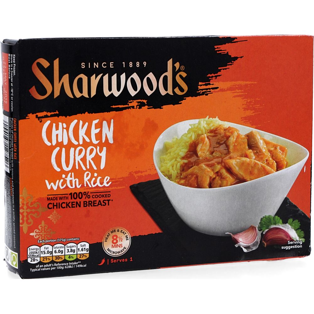  - Sharwoods Ready Meal Chicken Curry With Rice 375g (1)
