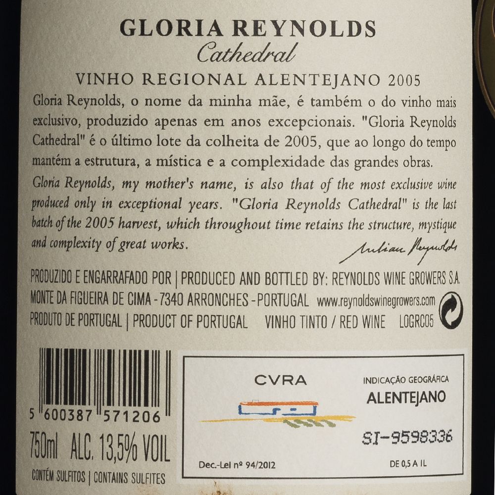  - Vinho Tinto Gloria Reynolds Cathedral 75cl (2)