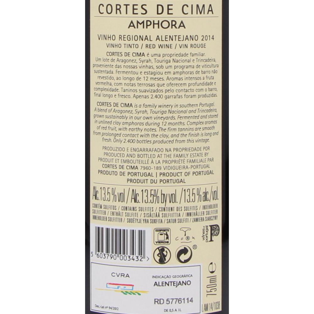  - Vinho Tinto Cortes de Cima Amphora 75cl (2)