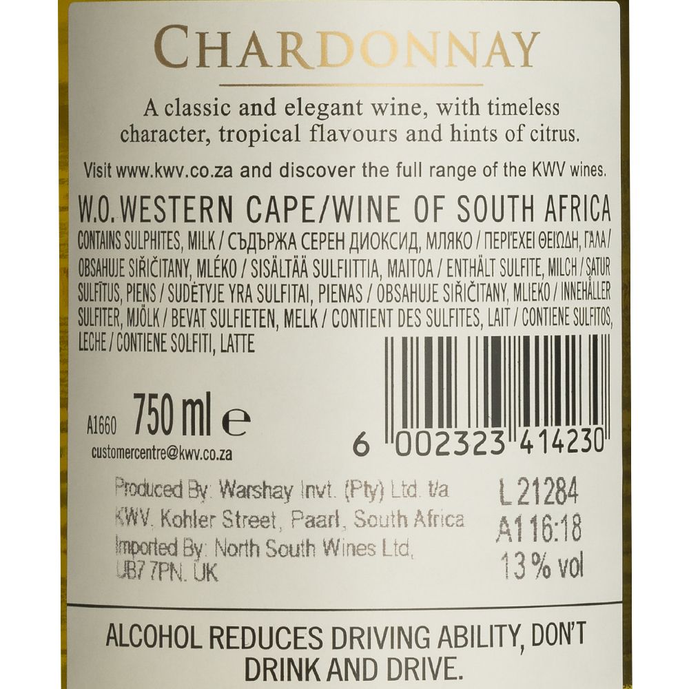  - Vinho KWV Classic Collection Chardonnay Branco 19 75cl (2)