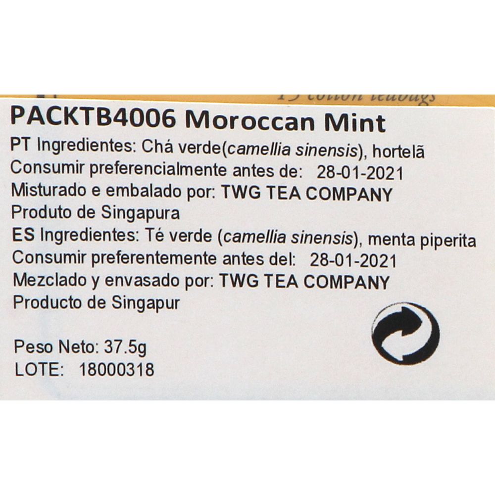  - TWG Moroccan Mint Tea 15 Bags = 37.5 g (2)