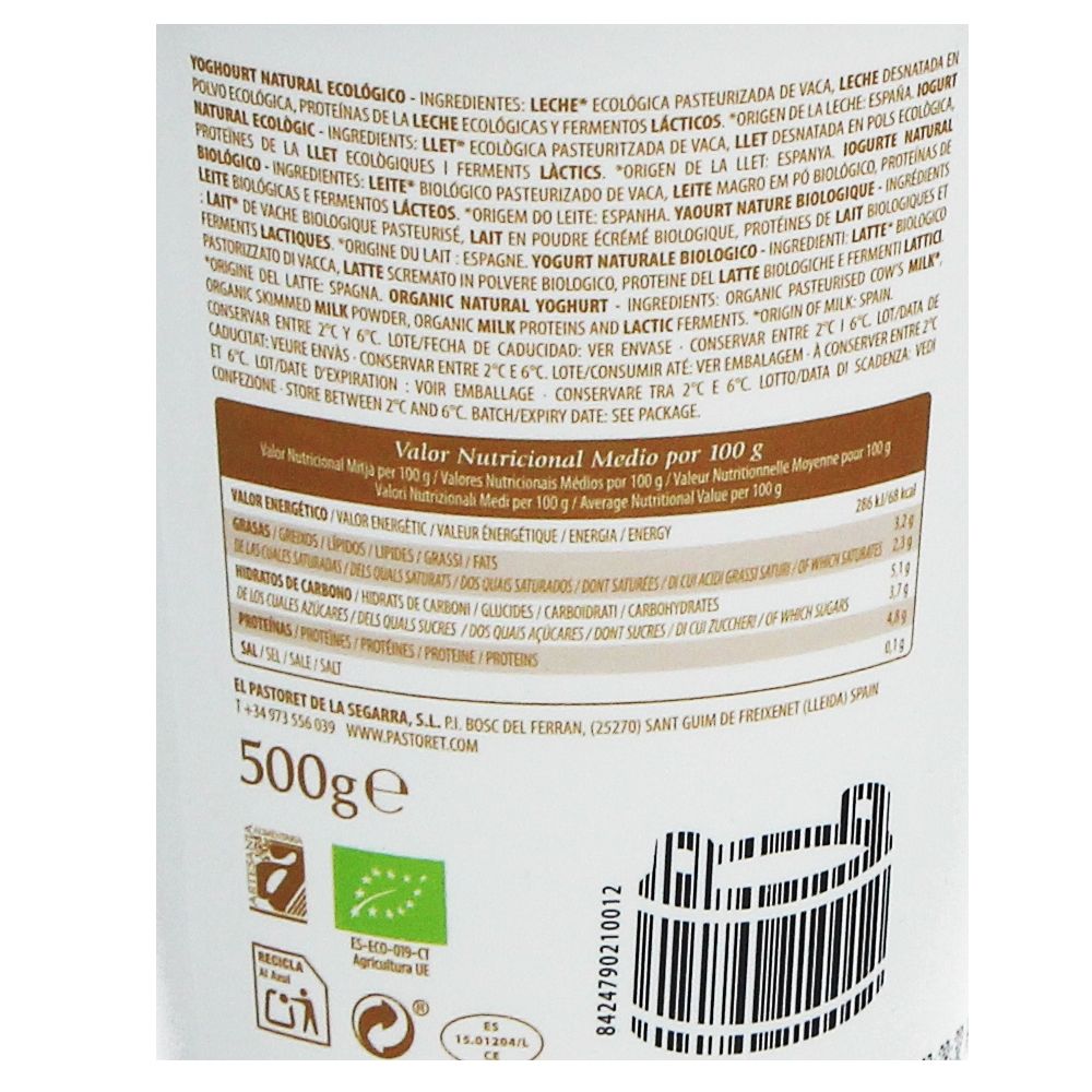 - Pastoret Organic Natural Yoghurt 500g (2)