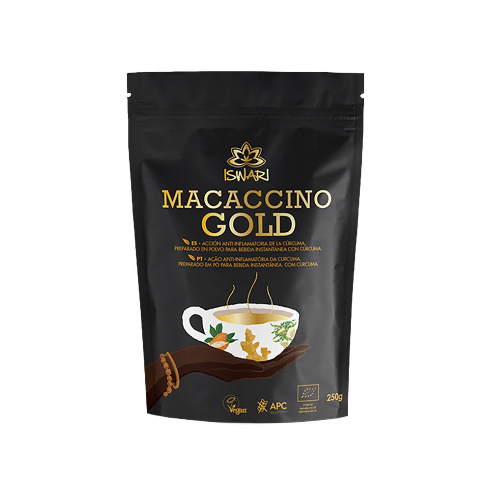  - Bebida Instantânea Iswari Macaccino Gold Bio 250g (1)