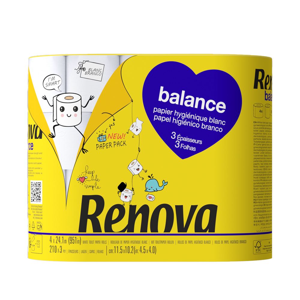  - Renova Balance Toilet Paper 4 pc