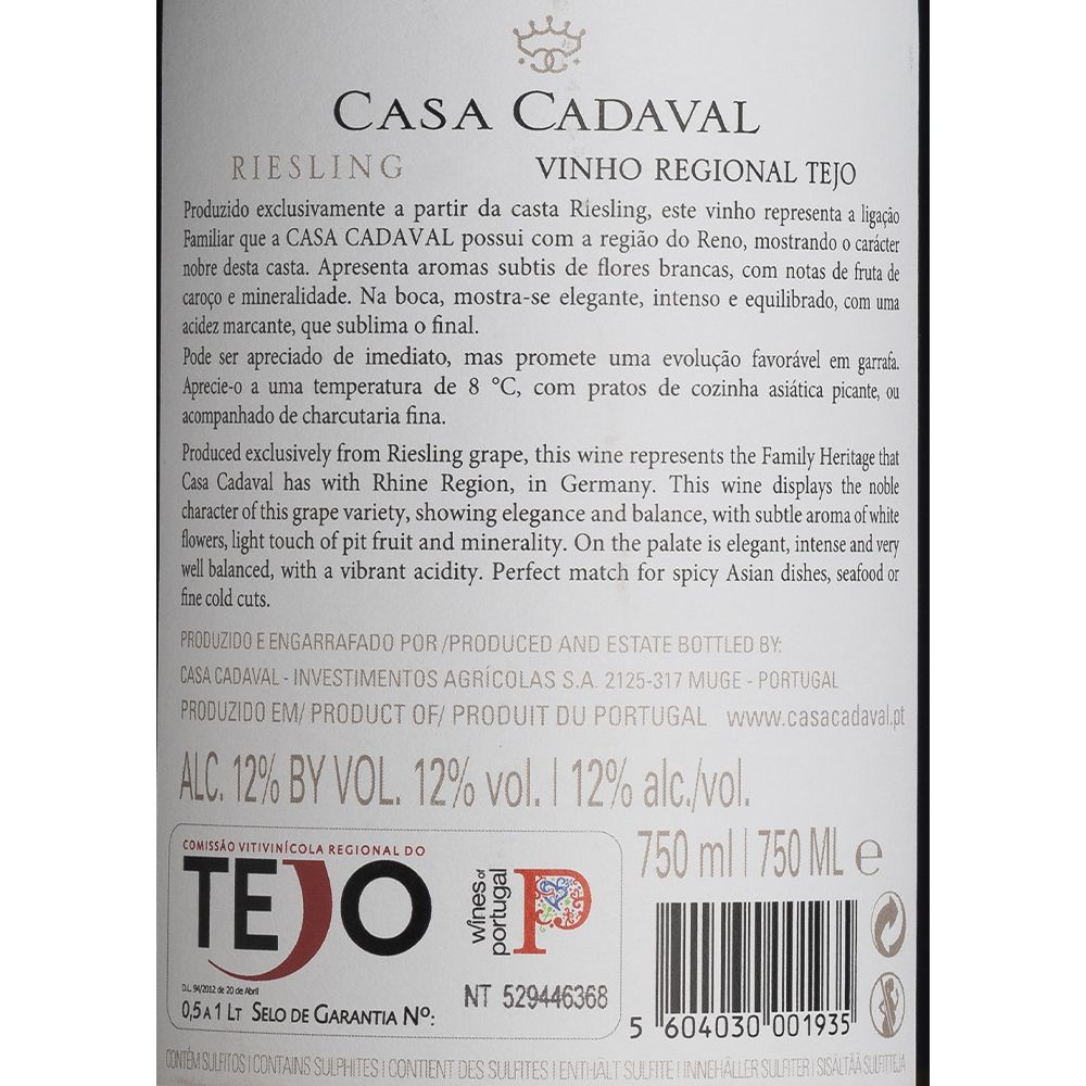  - Casa Cadaval Riesling White Wine 2015 75cl (2)