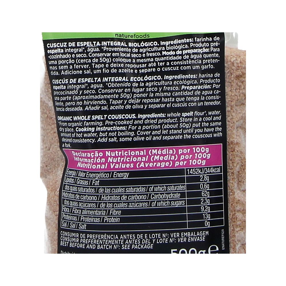  - Naturefoods Organic Couscous Whole Spelled 500g (2)