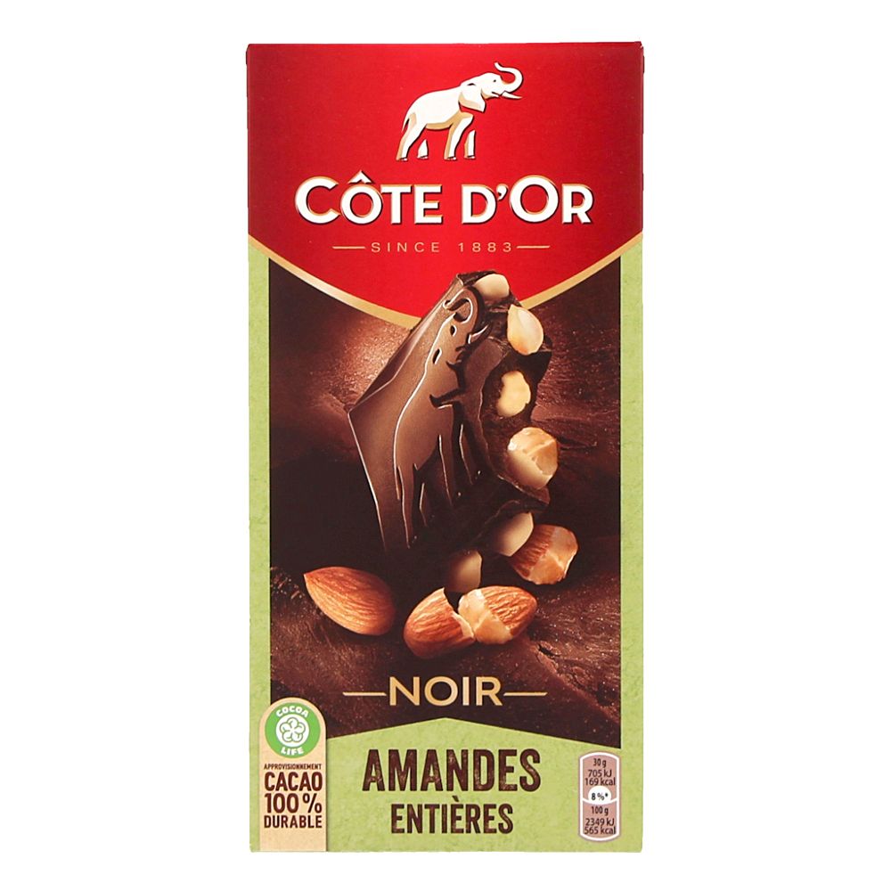 - Chocolate Preto Amêndoas Intenso Côte D`Or Tablete 180g (1)