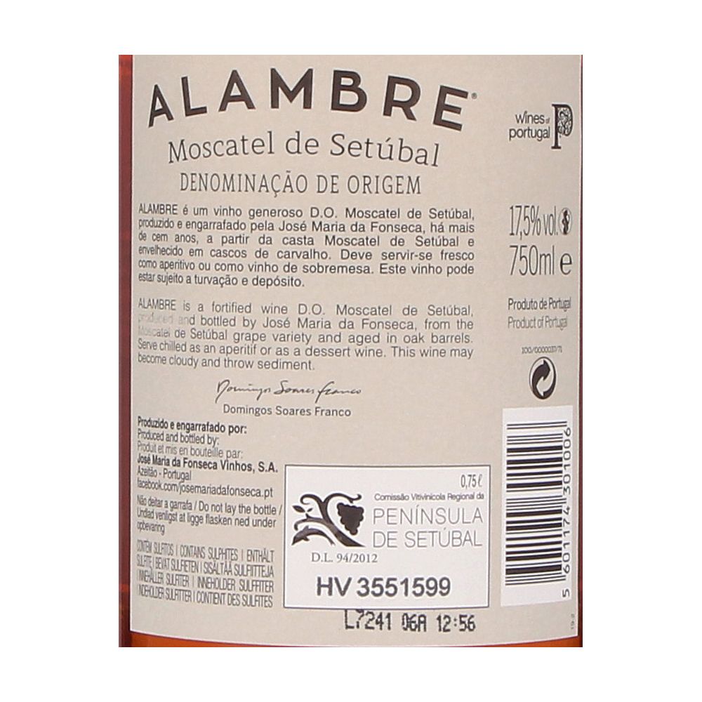  - JMF Alambre Setúbal Moscatel Wine `12 75cl (2)