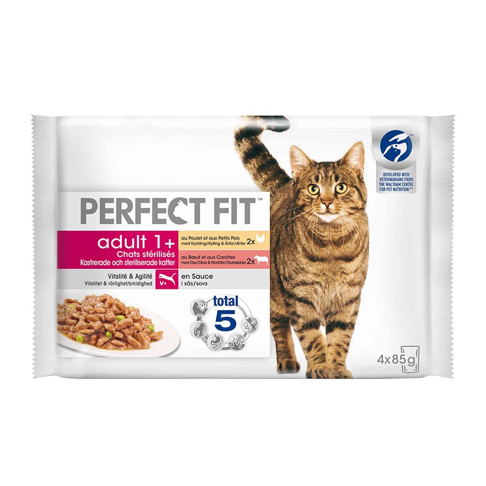  - Perfect Fit Wet Cat Food Pounch Chicken & Beef 4X85g (1)