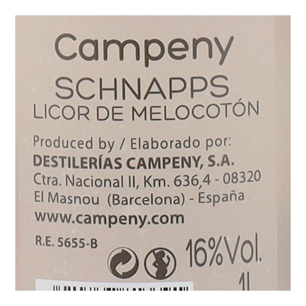  - Schnapps Campeny Peach Liqueur 1L (2)
