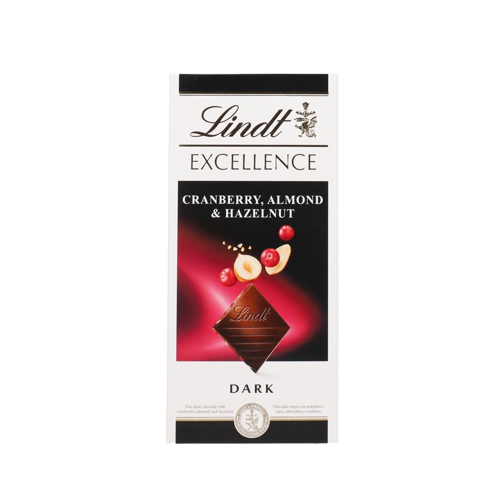  - Lindt Excellence Dark Chocolate Almond Hazelnut Cranberry Tablet 100g (1)