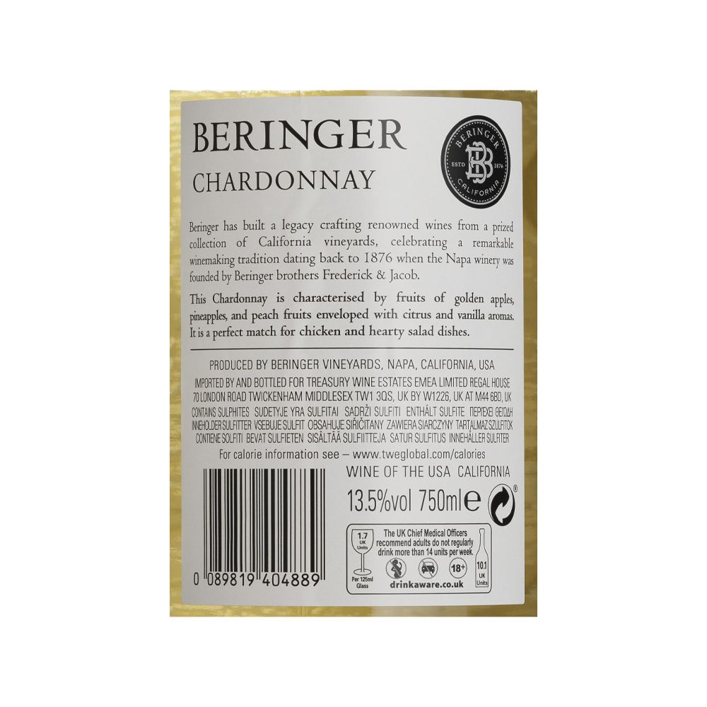  - Vinho Branco Beringer Chardonnay 75cl (2)