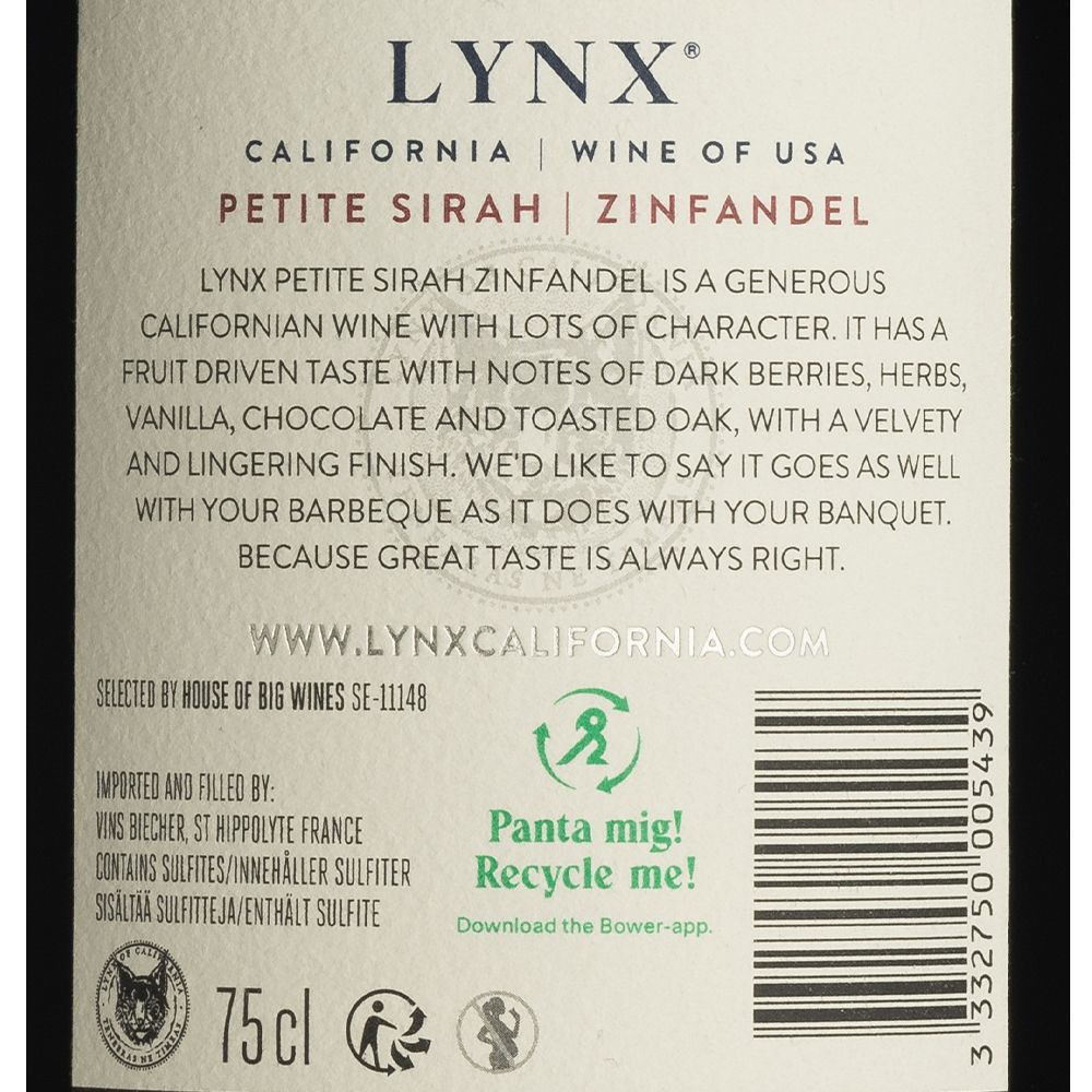  - Lynx Petite Sirah Zinfandel Red Wine 75cl (2)