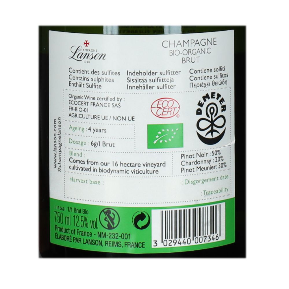  - Lanson Green Label Organic Champagne 75cl (2)