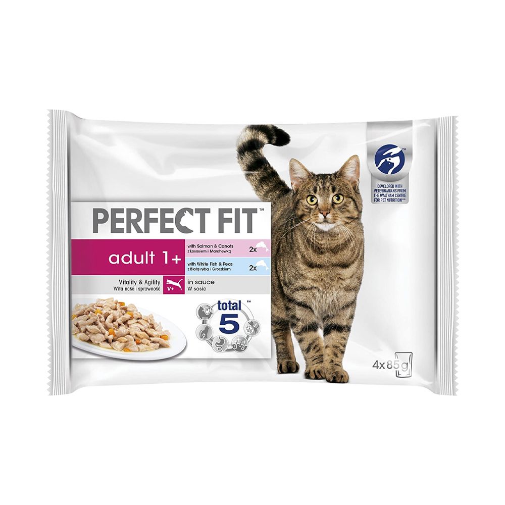  - Perfect Fit Wet Cat Food Pounch Fish 4X85g (1)