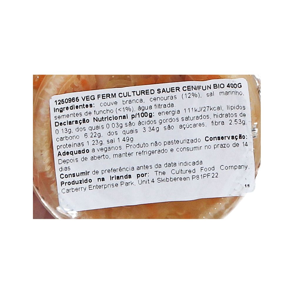  - Organic Fermented Vegetable Cultured Sauer Carrot & Fennel 400g (2)