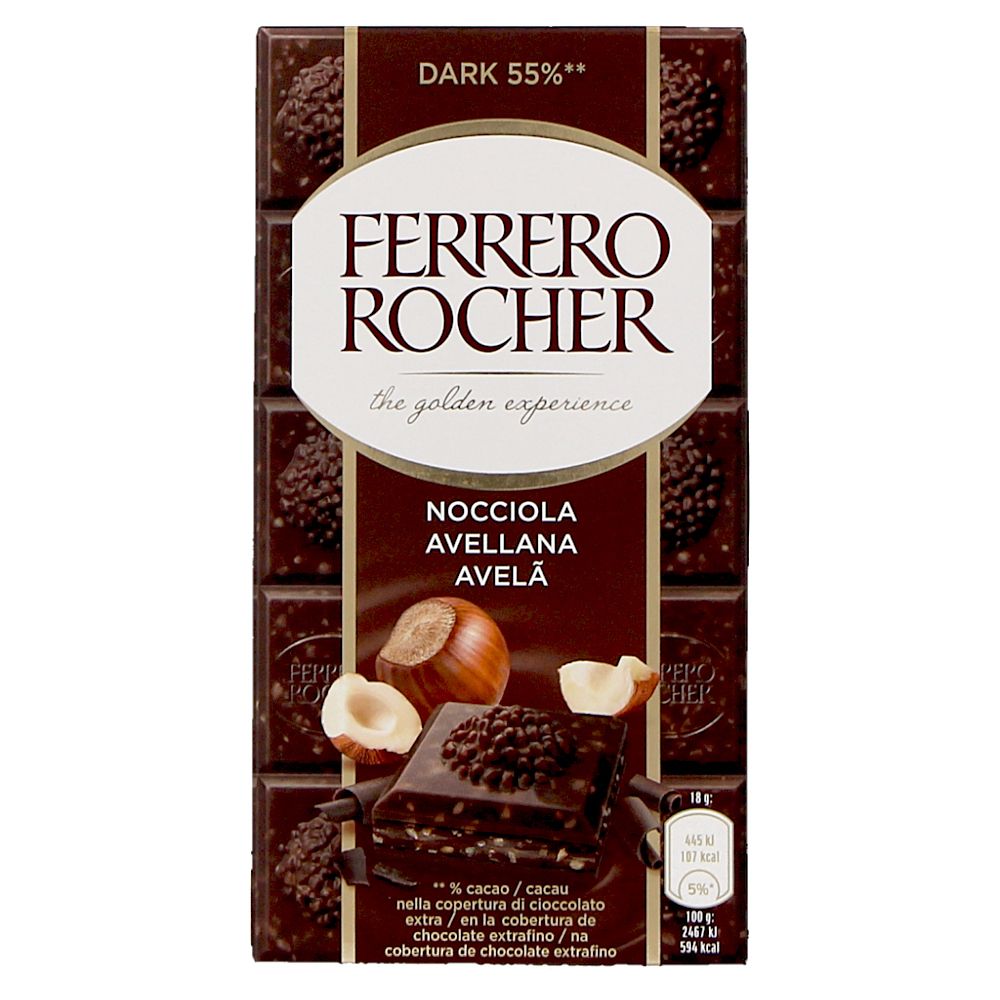  - Ferrero Rocher Dark Chocolate 55% Hazelnut Tablet 90g (1)