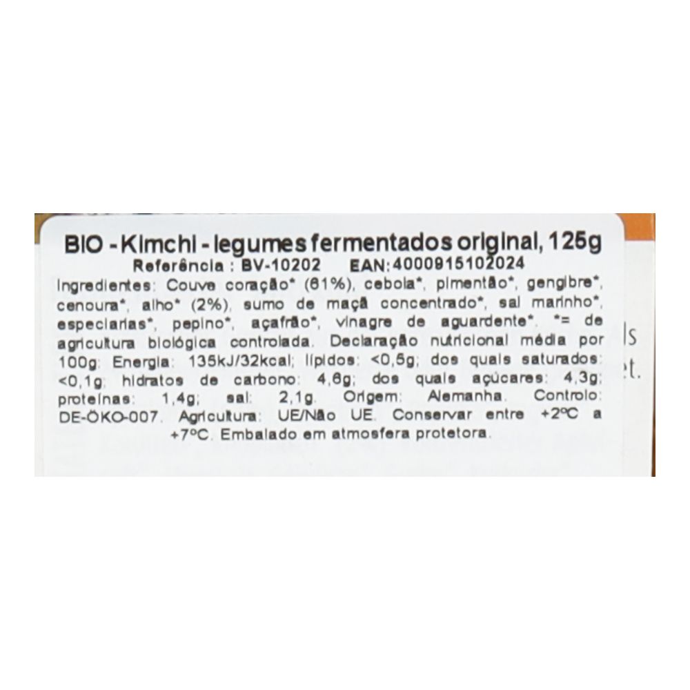  - Kimchi Bio Verde Legumes Fermentados Original Vegan 125g (2)
