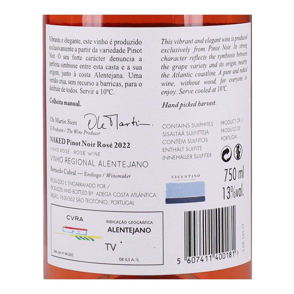  - Vicentino Pinot Noir Naked Rosé Wine 75cl (2)