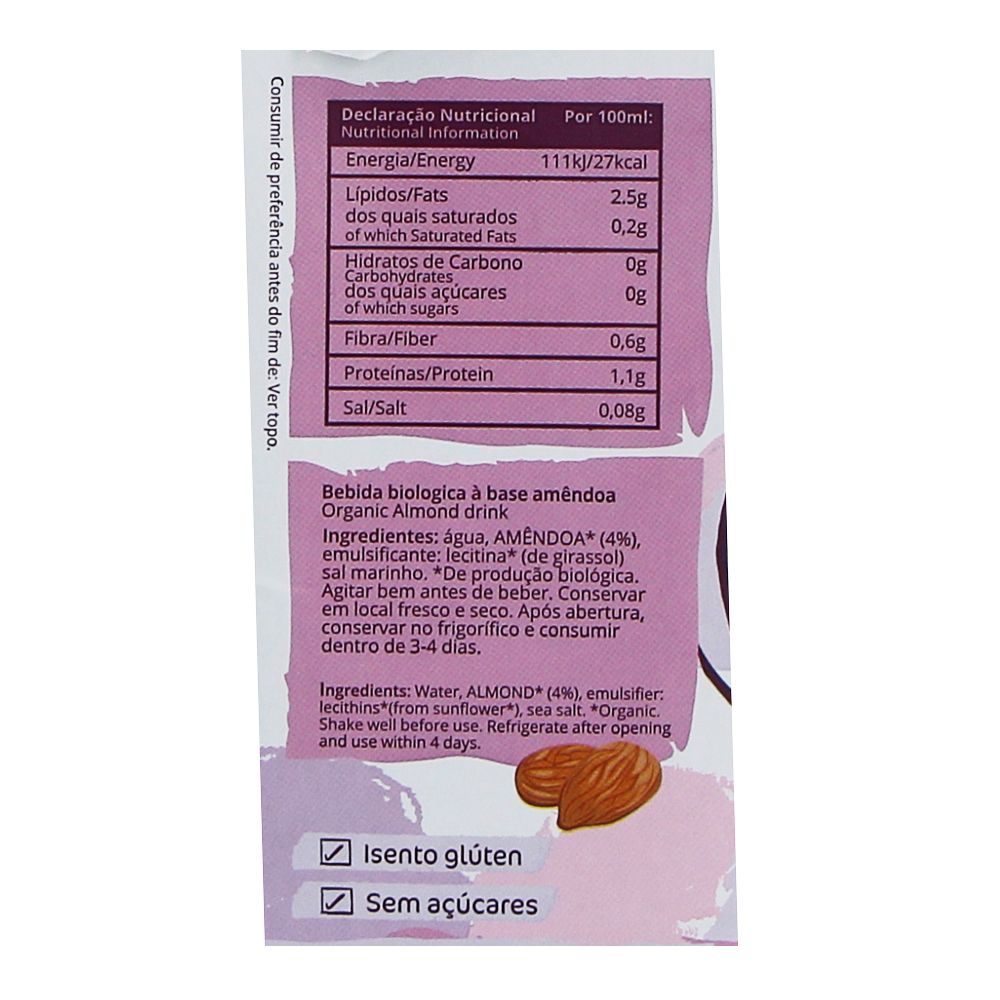  - Provida Organic Sugar Free Almond Drink 1L (2)