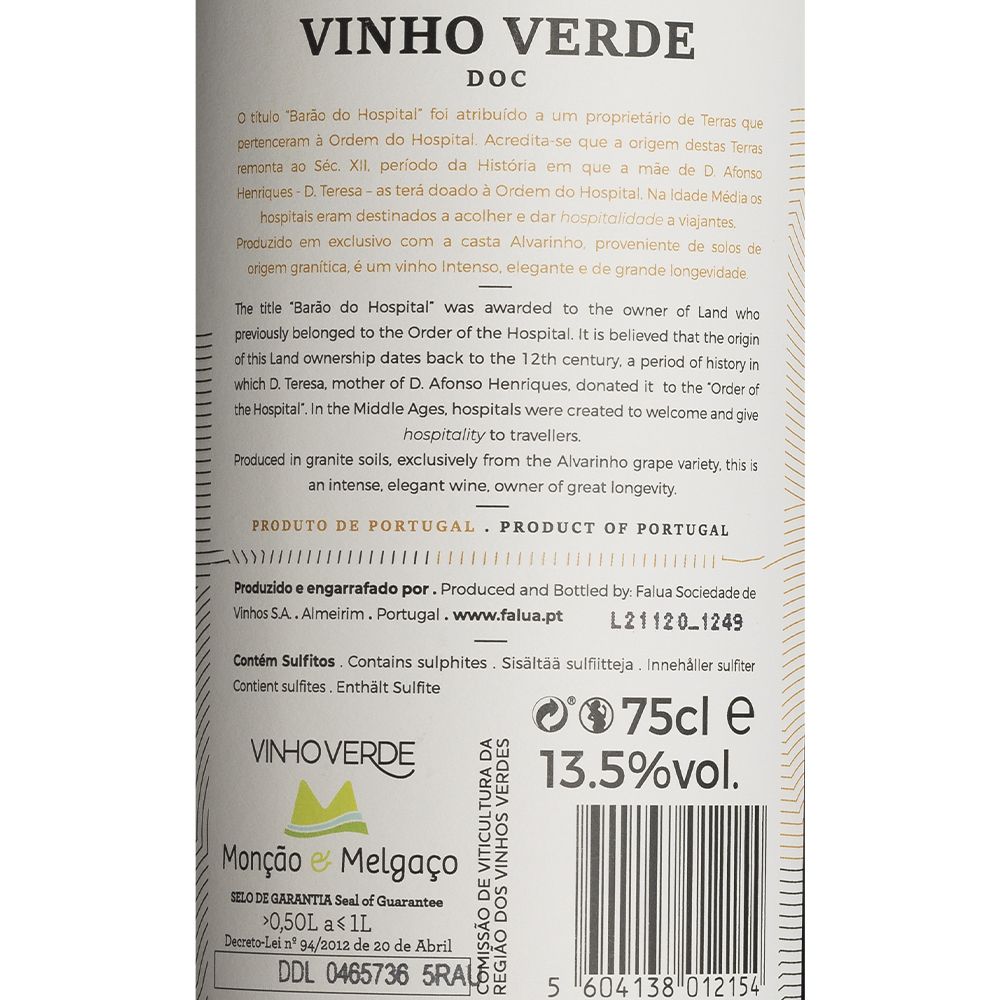  - Vinho Branco Barão Hospital Alvarinho Verde 75cl (2)