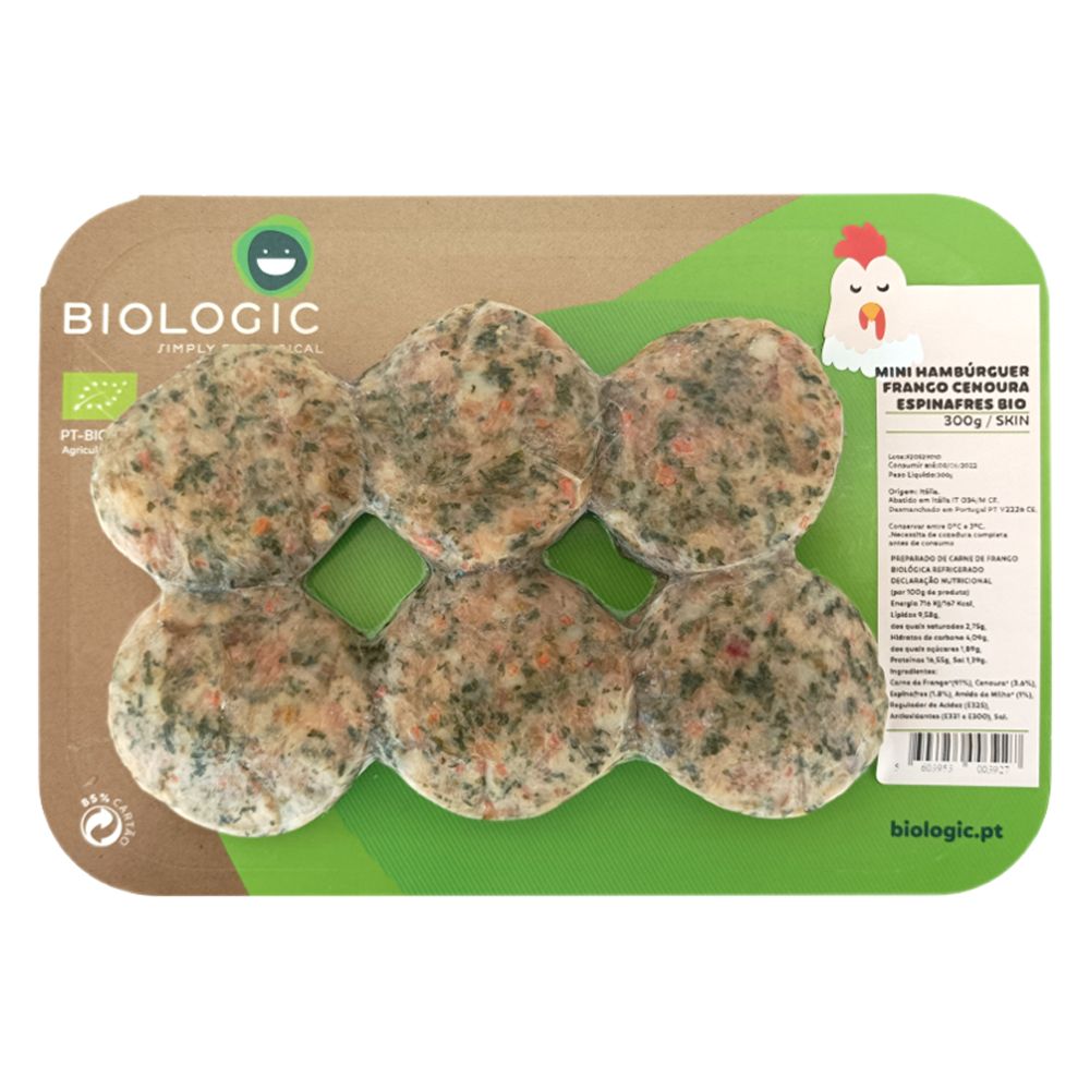  - Organic Burger Chicken Carrots Spinach Biologic 300g (1)