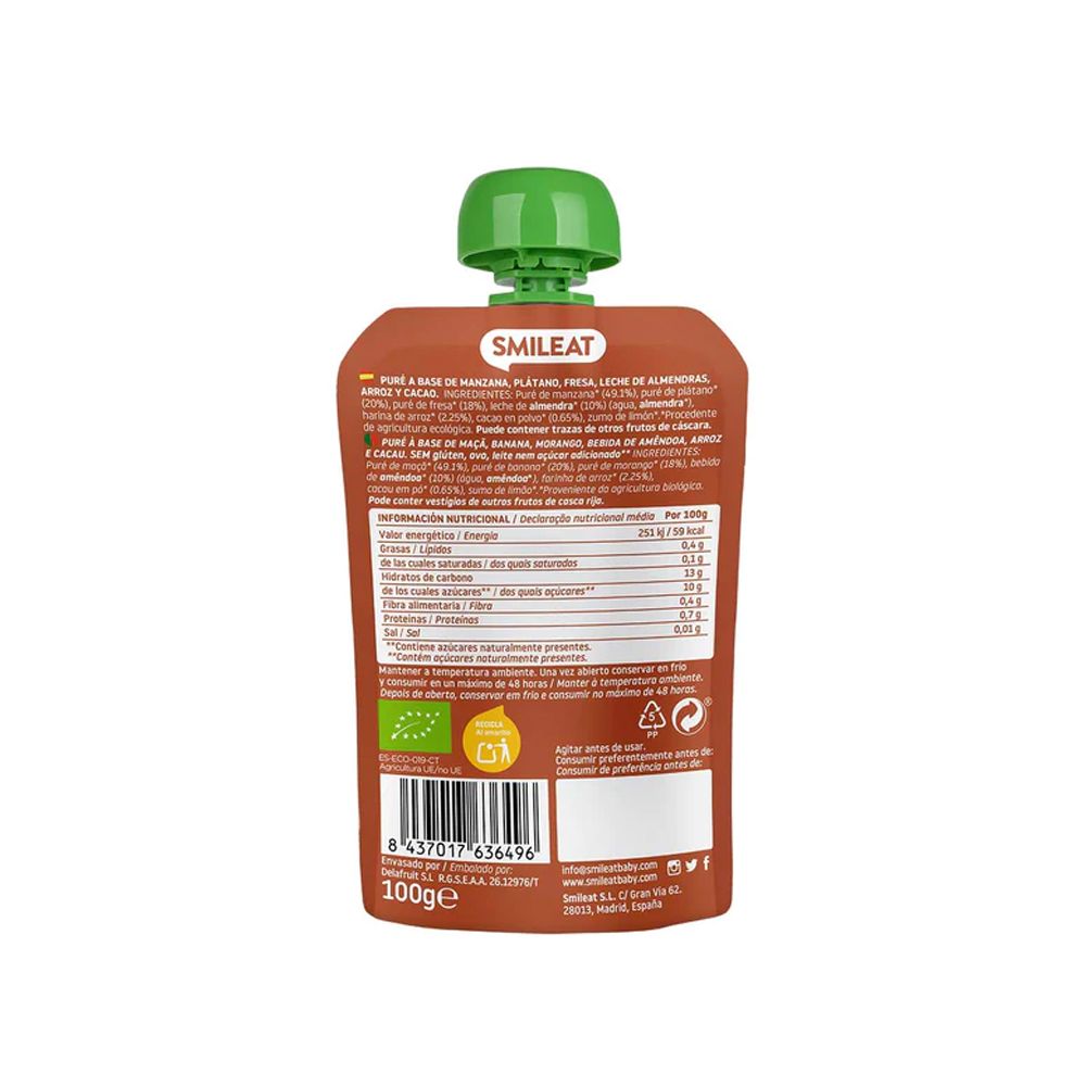  - Smileat Organic Almond Milk Cocoa & Strawberry Puree 100g (3)
