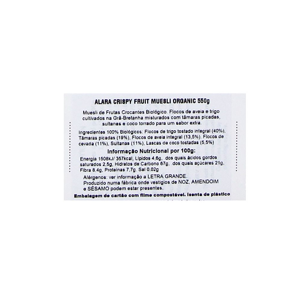  - Alara Dates & Organic Coconut Crispy Muesli 550g (2)