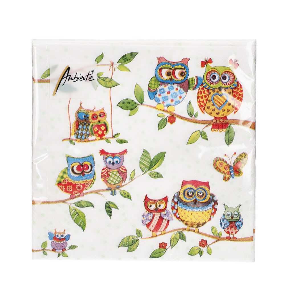  - Ambiente Colorful Owls Napkins 33x33cm (1)