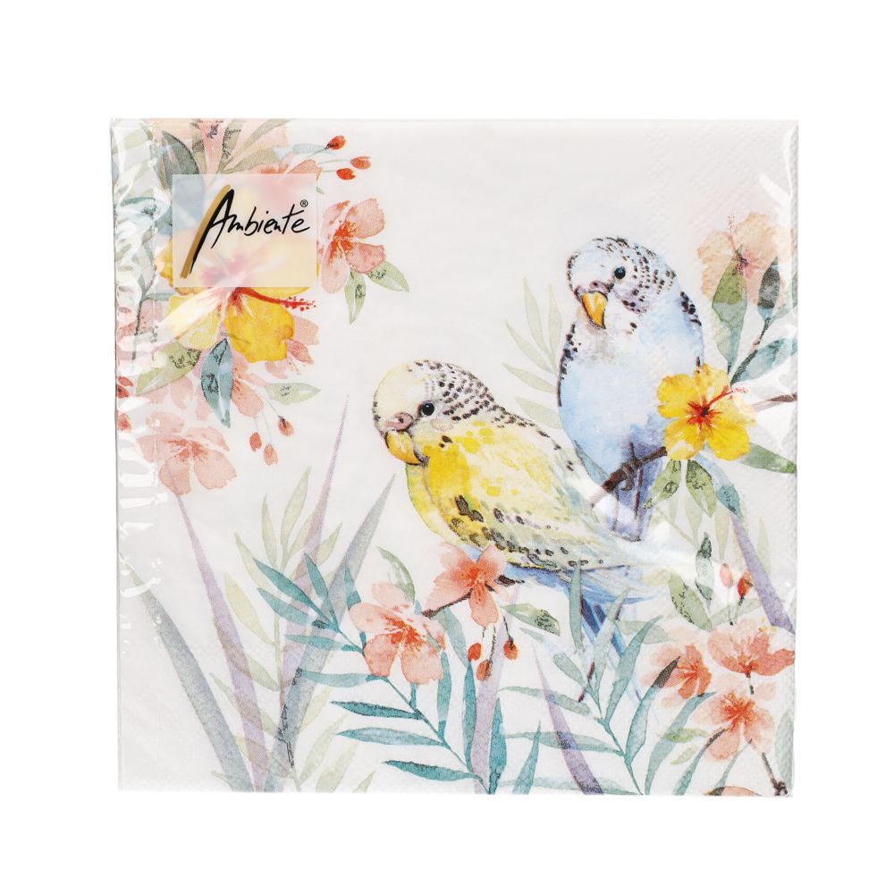  - Ambiente Watercolor Birds Napkins 33x33cm (1)