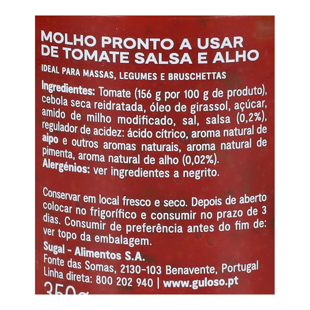  - Molho Tomate Salsa & Alho Guloso 350g (2)