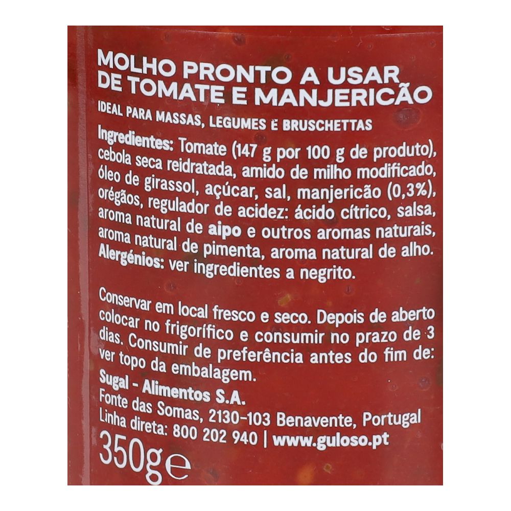  - Molho Tomate & Manjericão Guloso 350g (2)