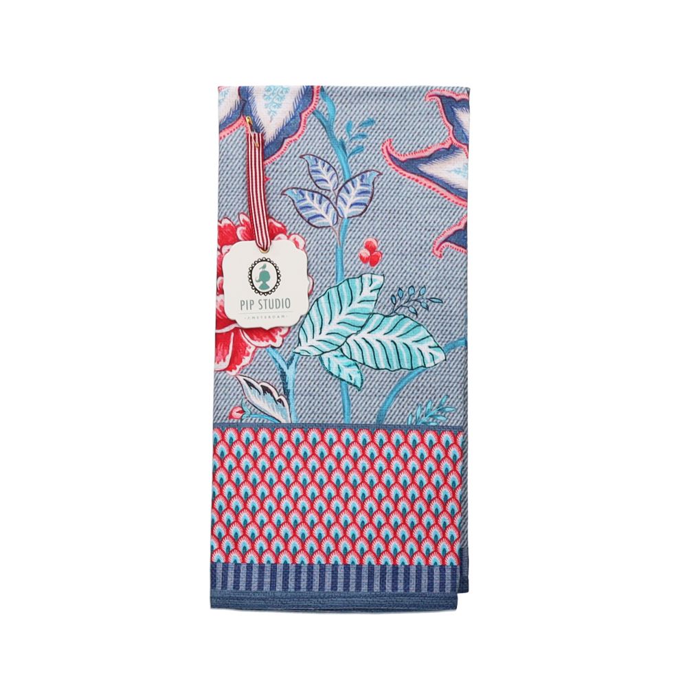  - Pip Studio Flowers Blue Tea Towel 50x70cm (1)