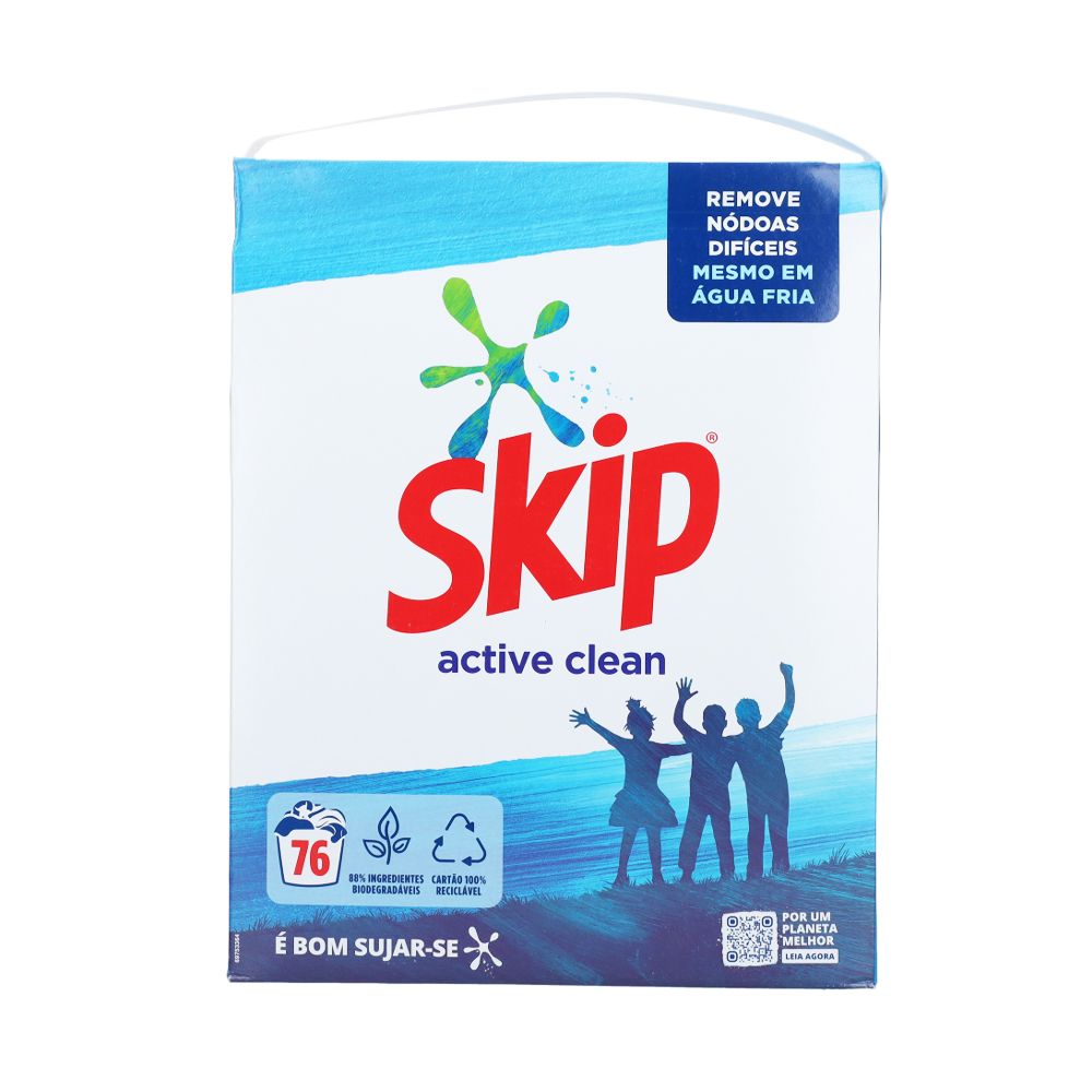  - Detergente Pó Skip Máquina Active Clean 76D=3.8KG (1)