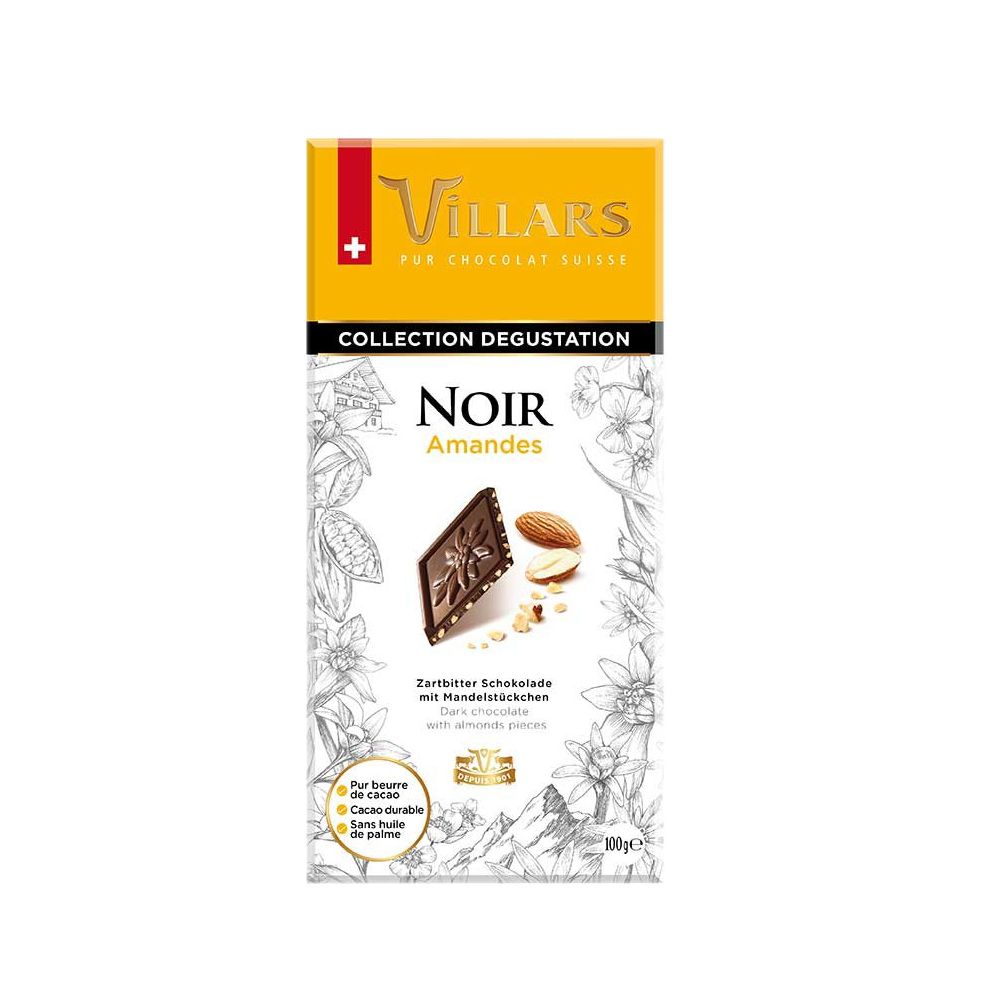 - Chocolate Villars Negro Com Amêndoas Tablete 100g (1)