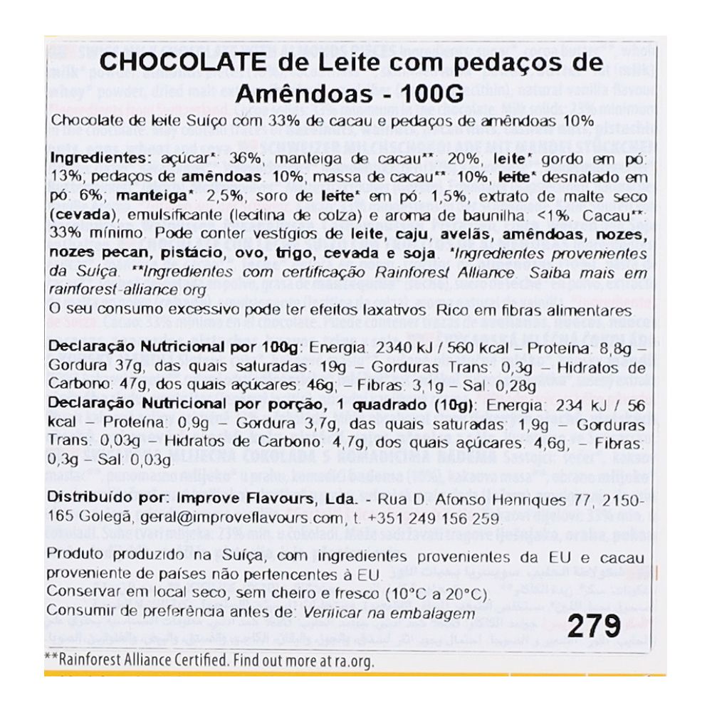  - Chocolate Villars Leite Com Amêndoas Tablete 100g (2)