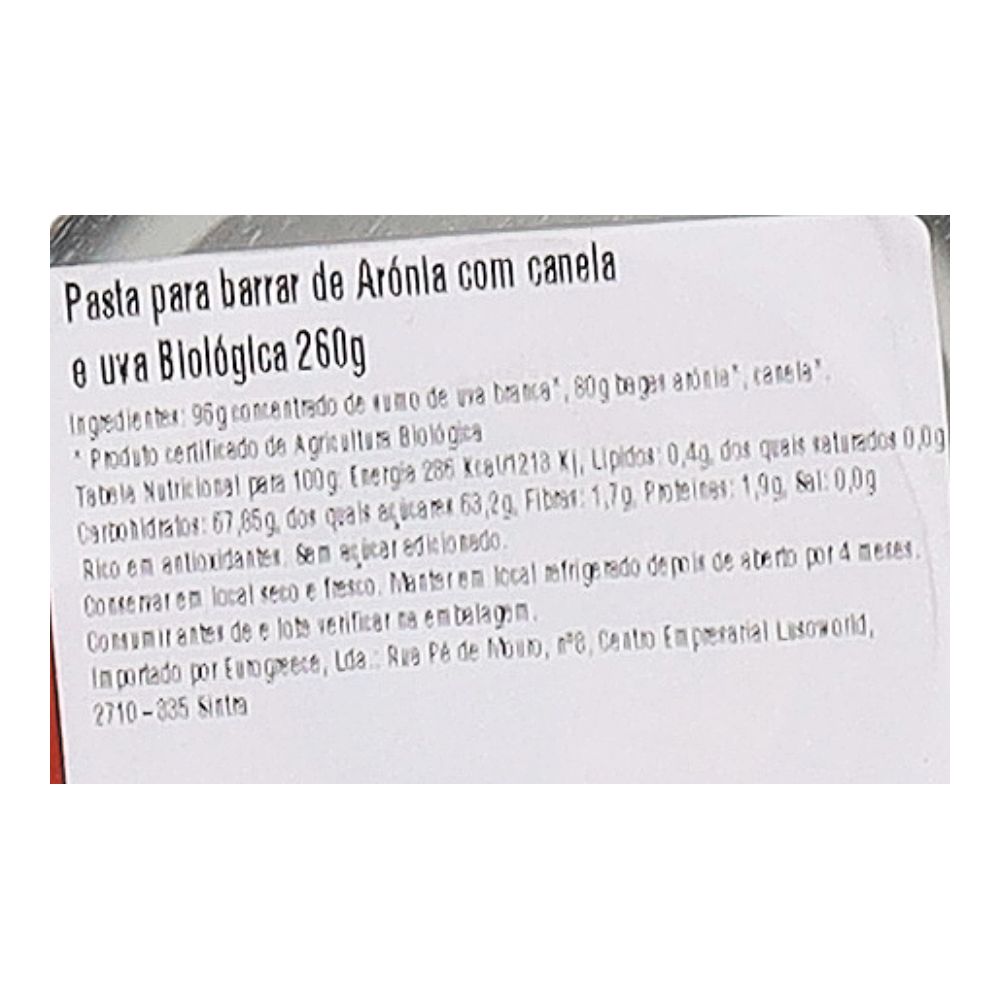  - Pasta Mouro Aronia Canela Uva Bio 260g (2)