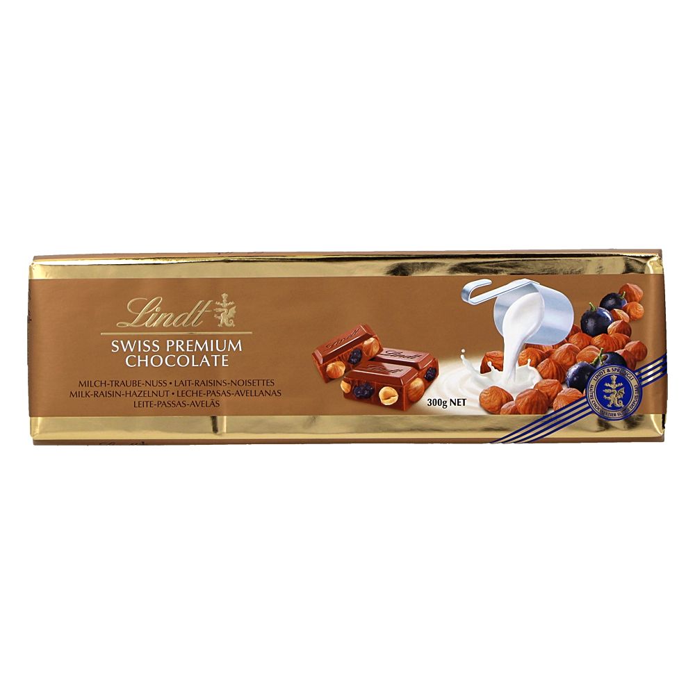 - Chocolate Leite Lindt Swiss Avelãs & Passas 300g (2)