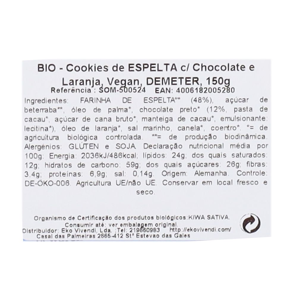  - Bolachas Sommer Espelta Chocolate Laranja Bio 150g (2)