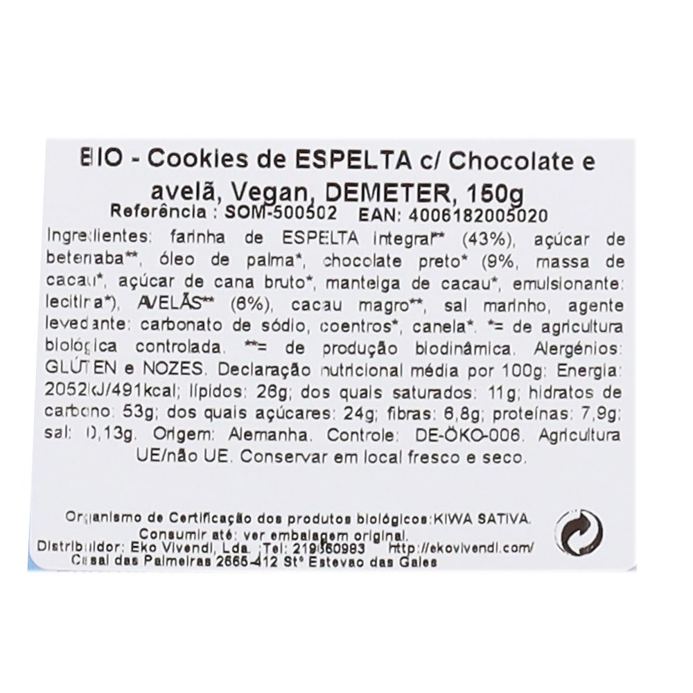  - Bolachas Sommer Espelta Chocolate Avelã Bio 150g (2)