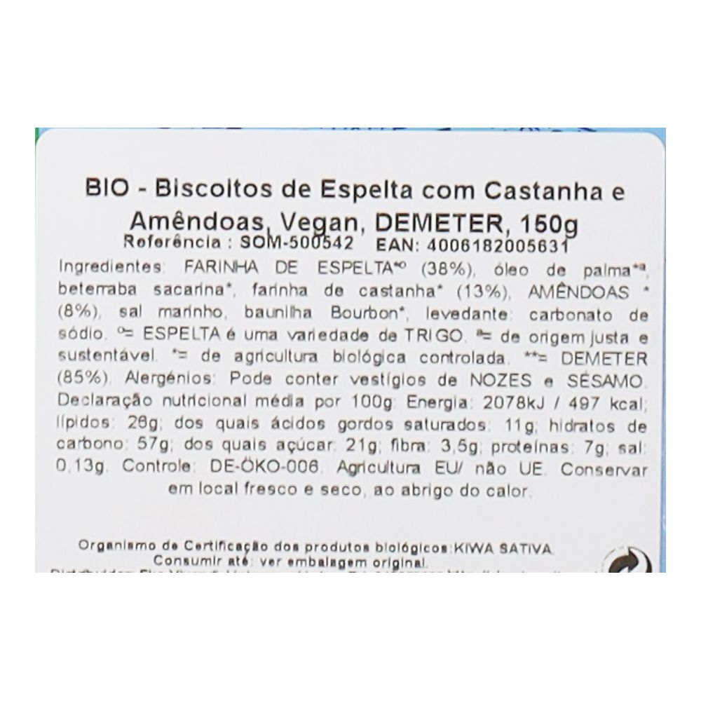  - Bolachas Sommer Espelta Castanha Amêndoa Bio 150g (2)